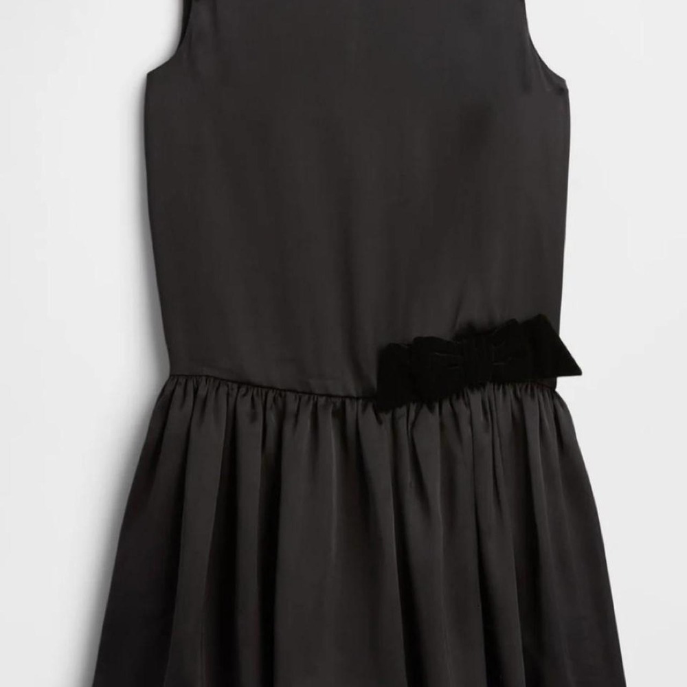 GAP Girls Black Bubble Dress with Velvet Bow Size XS